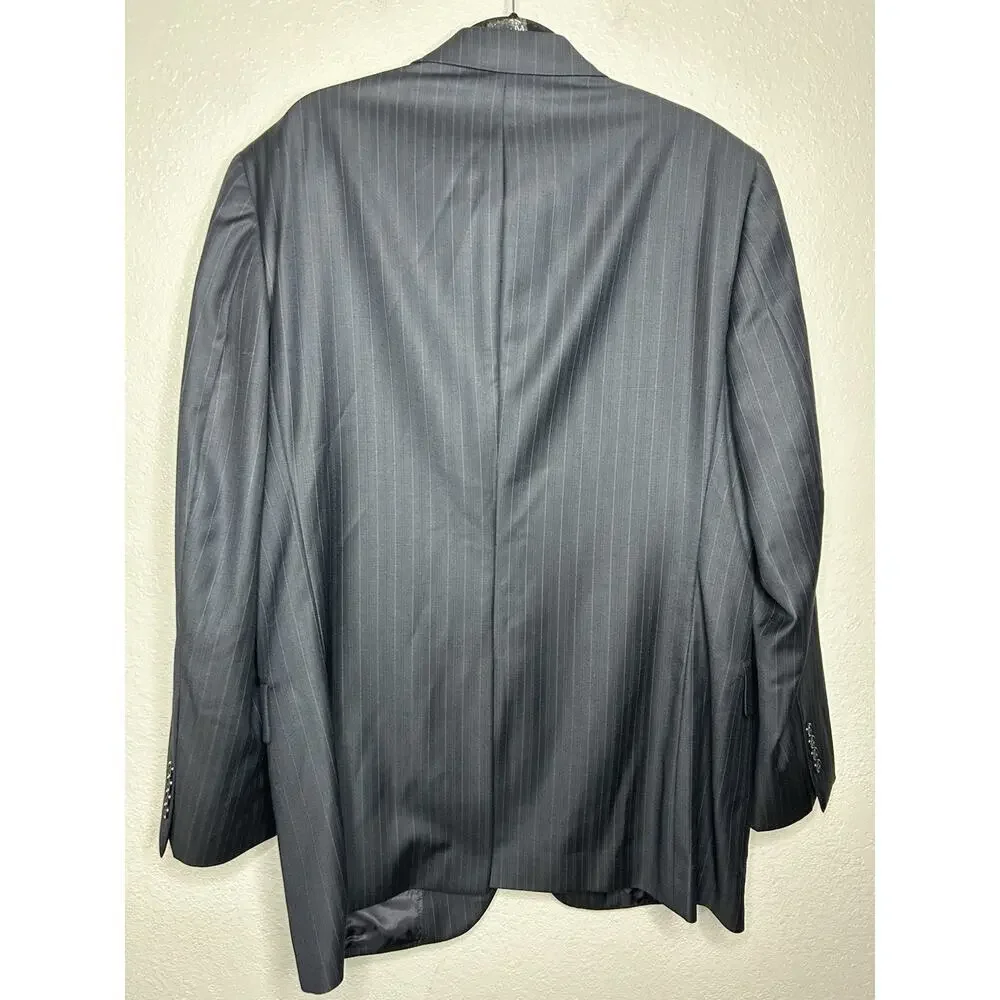 Jos A Bank Blazer Mens 44L Navy‎ Pin Striped Wool Suit Jacket Sport Coat
